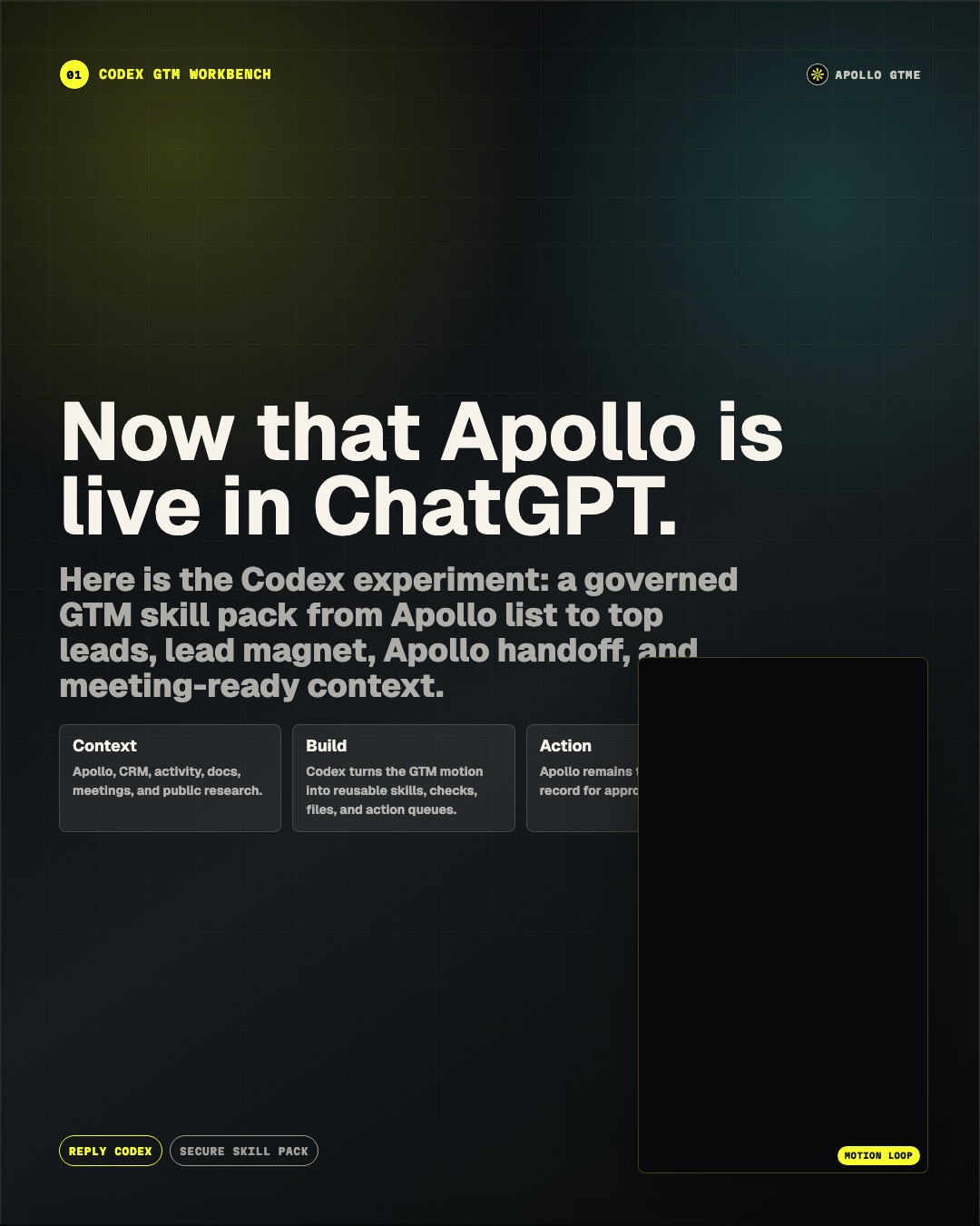 Carousel slide showing Codex GTM operating system title